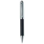 Metal Promotional Pens - Silver Top Carbon Fibre Ballpoint Pen