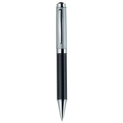 Metal Promotional Pens  - Silver Top Carbon Fibre Ballpoint Pen