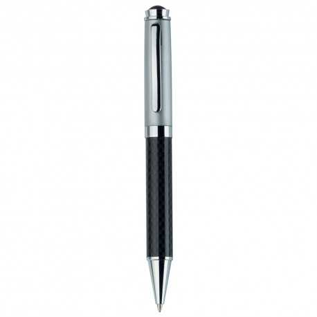 Metal Promotional Pens  - Silver Top Carbon Fibre Ballpoint Pen