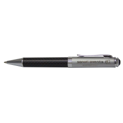 Metal Promotional Pens  - Silver Top Carbon Fibre Ballpoint Pen