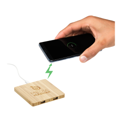 Phone & Tablet Chargers  - FSC Bamboo Wireless Charging Pad with Dual Outputs