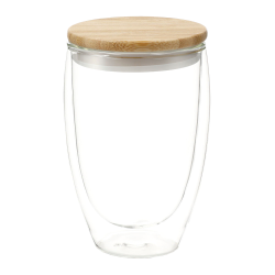 Reusable Coffee Cups - Glass  - Easton Glass Cup with Bamboo lid 355ml