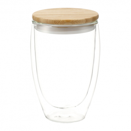 Reusable Coffee Cups - Glass  - Easton Glass Cup with Bamboo lid 355ml