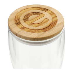 Reusable Coffee Cups - Glass  - Easton Glass Cup with Bamboo lid 355ml