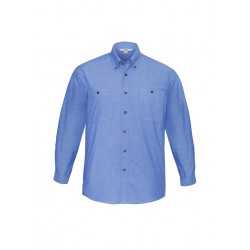Men's Corporate Shirts  - Mens Wrinkle Free Chambray Long Sleeve Shirt