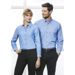 Men&#039;s Corporate Shirts - Mens Wrinkle Free Chambray Long Sleeve Shirt