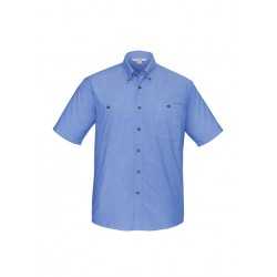 Men's Corporate Shirts  - Mens Wrinkle Free Chambray Short Sleeve Shirt