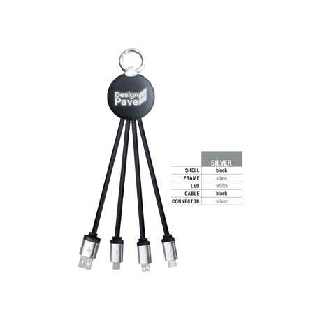 USB Hubs & Cables  - Atesso 3n1 Light Up Charge Cable - Round