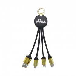 USB Hubs & Cables  - Atesso 3n1 Light Up Charge Cable - Round