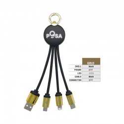 USB Hubs & Cables  - Atesso 3n1 Light Up Charge Cable - Round