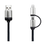 USB Hubs &amp; Cables - Milano 2n1 Fabric Charge &amp; Data Cable