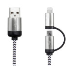 USB Hubs &amp; Cables - Milano 2n1 Fabric Charge &amp; Data Cable