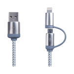 USB Hubs &amp; Cables - Milano 2n1 Fabric Charge &amp; Data Cable