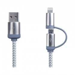 USB Hubs & Cables  - Milano 2n1 Fabric Charge & Data Cable