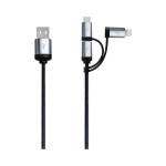 USB Hubs &amp; Cables - Pesaro 3n1 Fabric Charge &amp; Data Cable