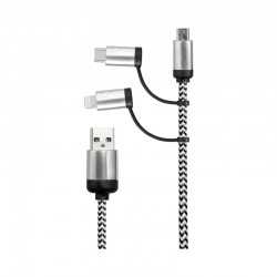 USB Hubs & Cables  - Pesaro 3n1 Fabric Charge & Data Cable