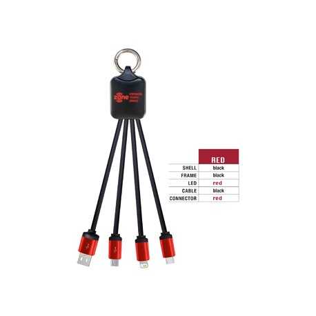 USB Hubs & Cables  - Atesso 3n1 Light Up Charge Cable - Rectangle