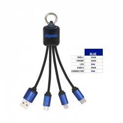 USB Hubs & Cables  - Atesso 3n1 Light Up Charge Cable - Rectangle