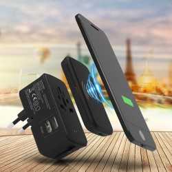 Phone & Tablet Chargers  - Portici Travel Adaptor with Fast Wireless Charger