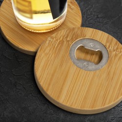Coasters  - Bamboo Bottle Opener Coaster Set of 2 - Round