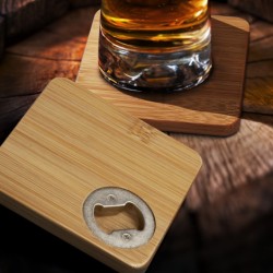 Coasters  - Bamboo Bottle Opener Coaster Set of 2 - Square