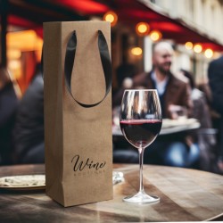 Paper Bags  - Wine Ribbon Handle Paper Bag