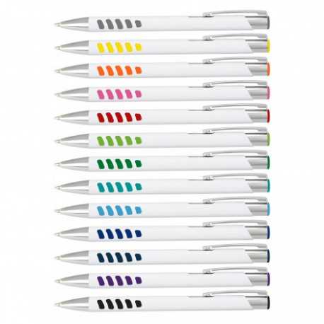 Metal Promotional Pens  - Panama Grip Pen Metal - White Barrel