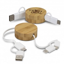 USB Hubs & Cables  - Bamboo Retractable Charging Cable