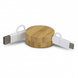 USB Hubs & Cables  - Bamboo Retractable Charging Cable