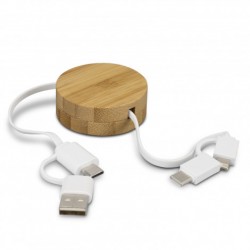 USB Hubs & Cables  - Bamboo Retractable Charging Cable