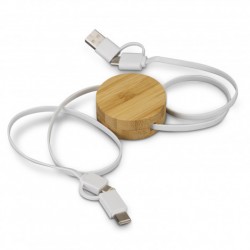 USB Hubs & Cables  - Bamboo Retractable Charging Cable
