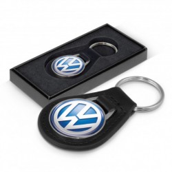 Metal Keyrings  - Round Baron Leather Key Ring