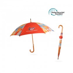 Custom Made Umbrellas  - RPET Wooden Umbrella with Curved Handle