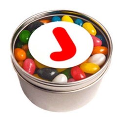 2x50g Bags Jelly Beans Packed in Small Round Window Tins