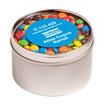 140g M&amp;Ms Packed in Small Round Window Tins