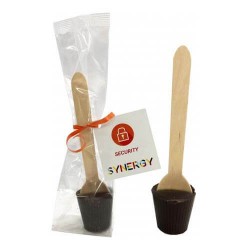 50g Chocolate Spoon Packed in Cello Bags packaging with Tag & Ribbon