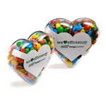 50g M&amp;Ms Packed in Acrylic Hearts