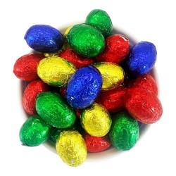 400g Mini Solid Chocolate Easter Eggs Packed in Medium PVC Buckets