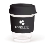 Reusable Coffee Cups - Plastic &amp; Ceramic - 340ml Clear Plastic Karma Kup with Plastic Flip Lid