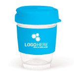 Reusable Coffee Cups - Plastic &amp; Ceramic - 340ml Clear Plastic Karma Kup with Plastic Flip Lid