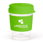 Reusable Coffee Cups - Plastic &amp; Ceramic - 340ml Clear Plastic Karma Kup with Plastic Flip Lid