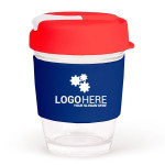 Reusable Coffee Cups - Plastic &amp; Ceramic - 340ml Clear Plastic Karma Kup with Plastic Flip Lid