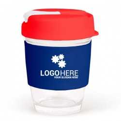 branded 340ml Clear Plastic Karma Kup with Plastic Flip Lid, from our range of promotional Reusable Coffee Cups - Plastic & C...