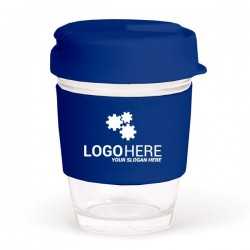 branded 340ml Clear Plastic Karma Kup with Plastic Flip Lid, from our range of promotional Reusable Coffee Cups - Plastic & C...