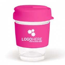branded 340ml Clear Plastic Karma Kup with Plastic Flip Lid, from our range of promotional Reusable Coffee Cups - Plastic & C...