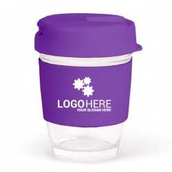 branded 340ml Clear Plastic Karma Kup with Plastic Flip Lid, from our range of promotional Reusable Coffee Cups - Plastic & C...