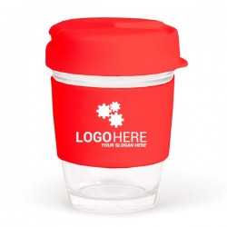 branded 340ml Clear Plastic Karma Kup with Plastic Flip Lid, from our range of promotional Reusable Coffee Cups - Plastic & C...