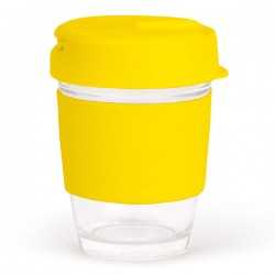 branded 340ml Clear Plastic Karma Kup with Plastic Flip Lid, from our range of promotional Reusable Coffee Cups - Plastic & C...