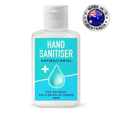 Hand Sanitisers & Wipes  - 60ml - 75% Australian Made Antibacterial Hand Sanitiser Gel
