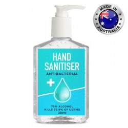 Hand Sanitisers & Wipes  - 250ml -75% Australian Made Antibacterial Hand Sanitiser Gel